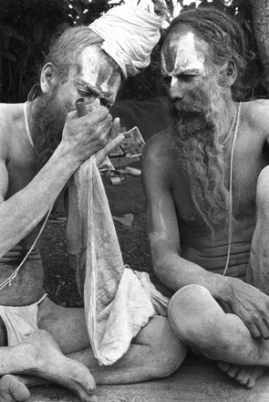 Brahmin Sadhus,Chillum Smoking,Portrait,India,gelatin silver print