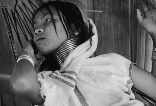 Girl in Hammock,Portrait,Padaung,Thailand,gelatin silver print